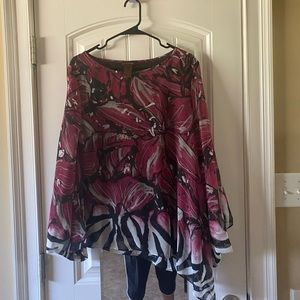 Multiples Zebra Striped Purple Top